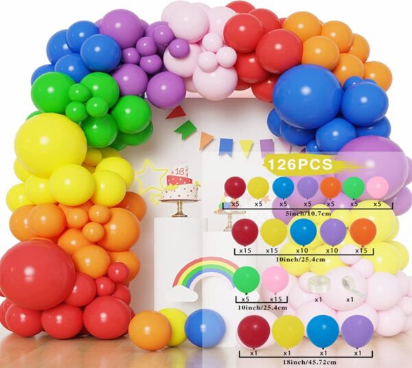 Balloon Set 126pcs - Rainbow colors - Image 3