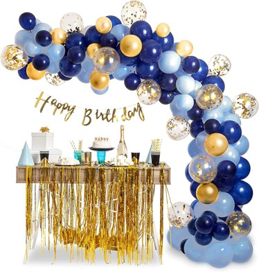 Balloon Set 133pcs - Blue and gold - Image 2