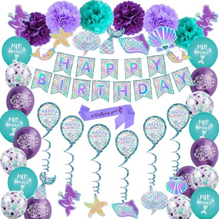Balloon Set 37pcs - Happy Birthday (Mermaid Theme)