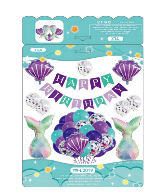 Balloon Set 37pcs - Happy Birthday (Mermaid Theme) - Image 3