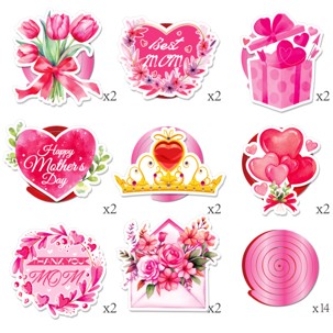 Greeting Cards 16pc + 14 Ribbons - Pink - Image 2