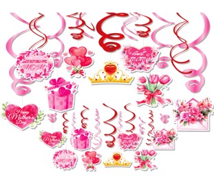 Greeting Cards 16pc + 14 Ribbons - Pink
