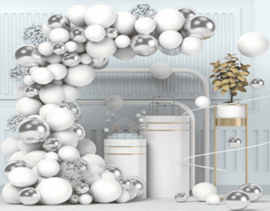 Balloon Set  - Sliver and white