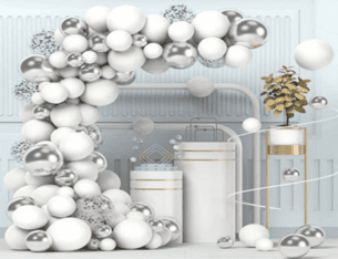 Balloon Set  - Sliver and white
