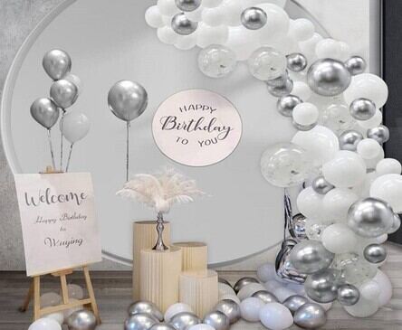 Balloon Set  - Sliver and white - Image 2