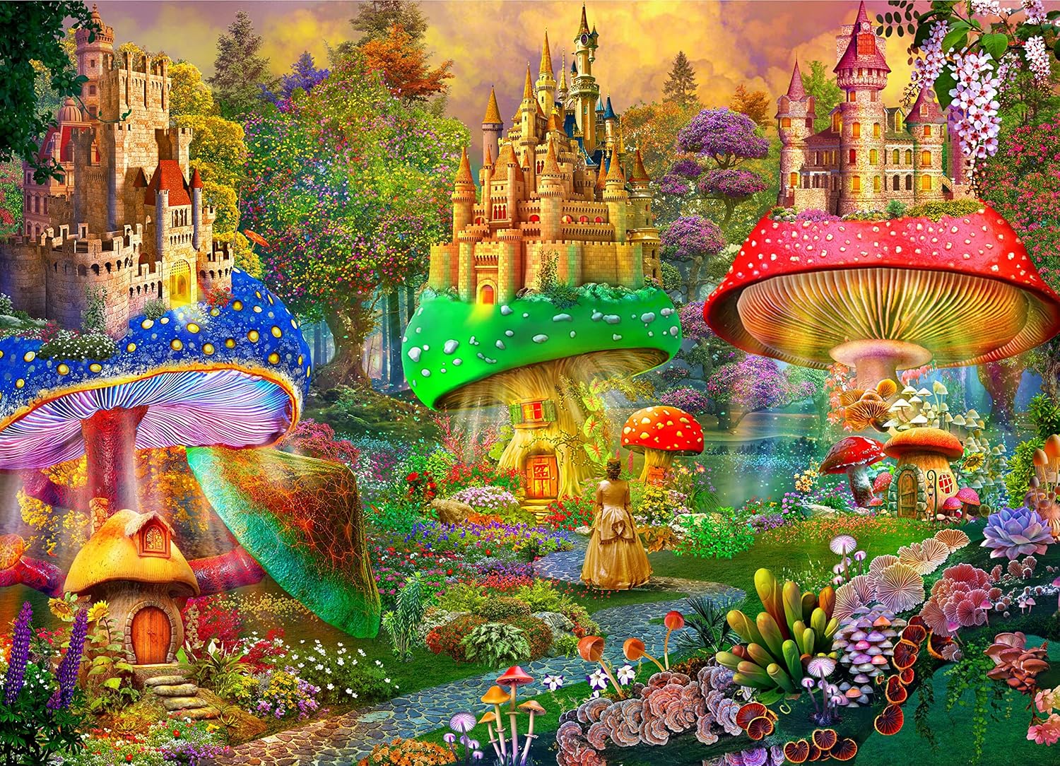 Brain Tree - Dream Castle - Pearl Series - 1000 Piece Puzzles for for Adults and Kids 12+ Unique Puzzles for Adults and Kids 1000 Pieces and Droplet Technology for Anti Glare & Soft Touch