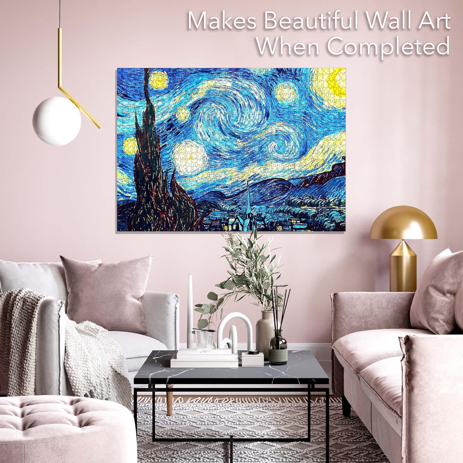 Brain Tree - Starry Night 1000 Piece Puzzle for Adults - Unique Puzzles for Adults 1000 Pieces and up with Droplet Technology for Anti Glare & Soft Touch - 27.5”Lx19.5”W - Image 3