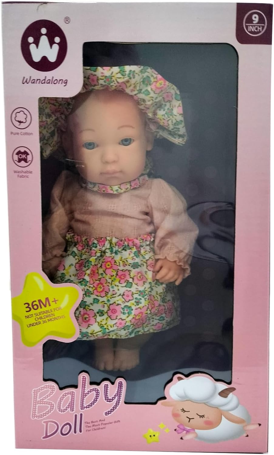 Fashion Baby Doll, 9 inch, Pink Floral Dress with Bonnet, Manual Operation, Ages 3+ - Image 3