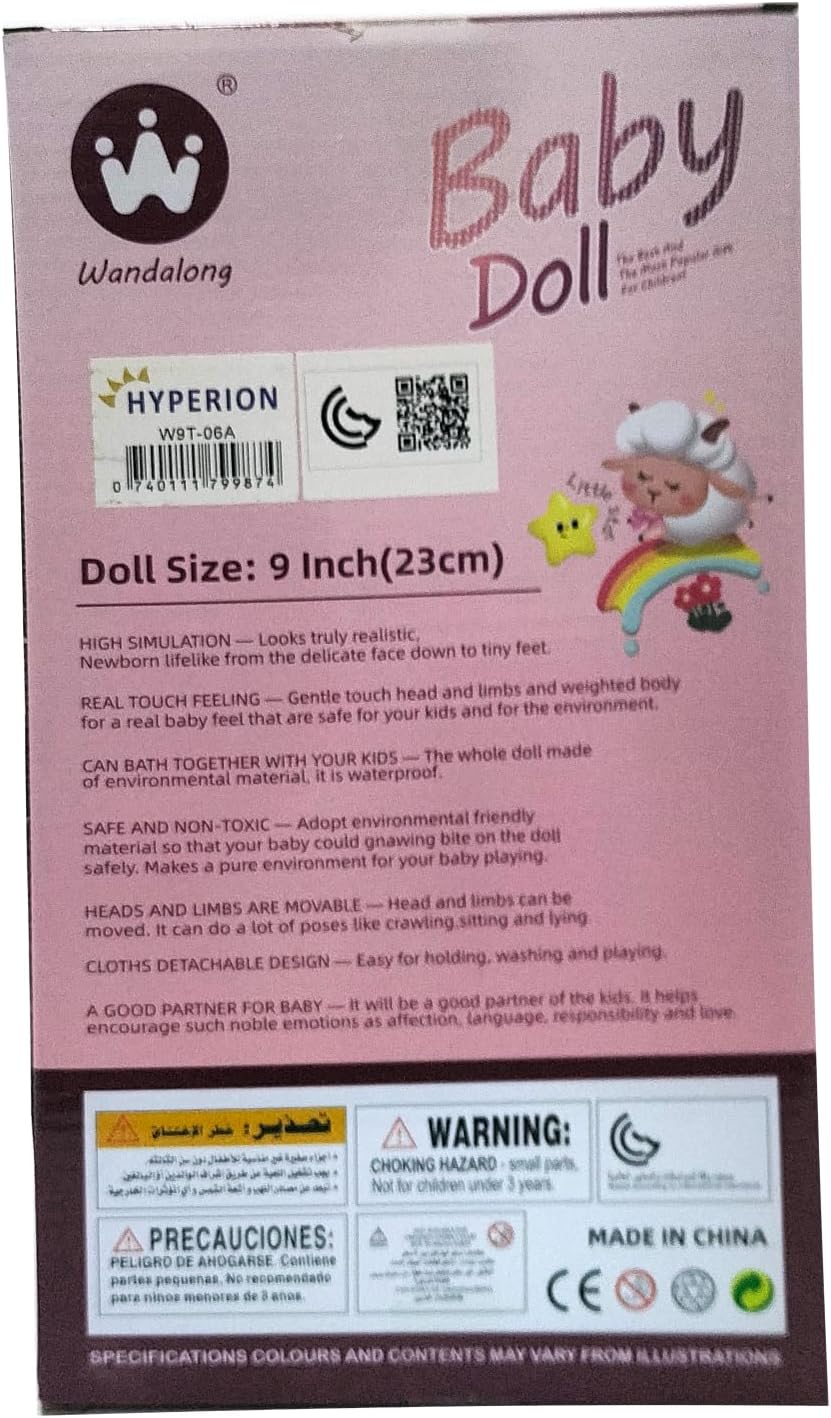 Fashion Baby Doll, 9 inch, Pink Floral Dress with Bonnet, Manual Operation, Ages 3+ - Image 2