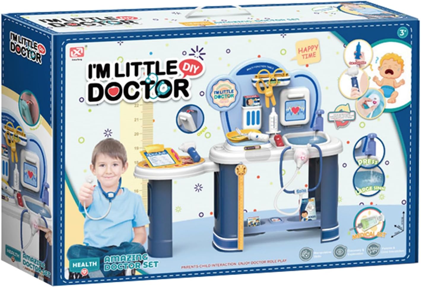 Generic Little Doctor Medical Play Set, 58 cm Kids Pretend Play Station with Medical Accessories, Blue - Image 5