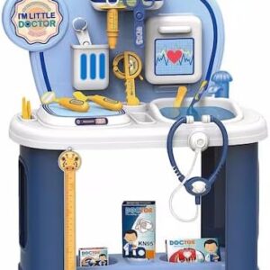Generic Little Doctor Medical Play Set, 58 cm Kids Pretend Play Station with Medical Accessories, Blue