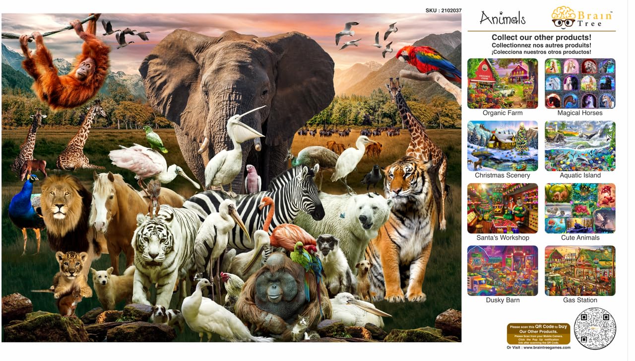 BRAIN TREE, Animals Puzzles for for Adults&Kids 12+ Unique Puzzles for Adults&Kids 1000 Pieces with with 4 Puzzle Sorting Trays&Droplet Technology for Anti Glare & Soft Touch, 27.5Lx19.5 W - Image 3