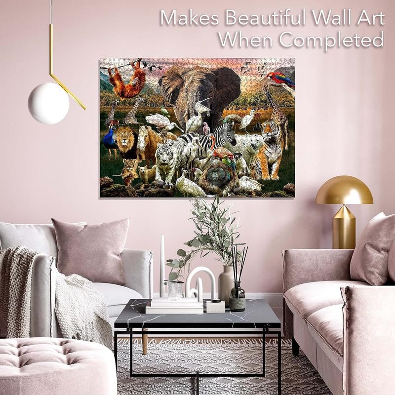 BRAIN TREE, Animals Puzzles for for Adults&Kids 12+ Unique Puzzles for Adults&Kids 1000 Pieces with with 4 Puzzle Sorting Trays&Droplet Technology for Anti Glare & Soft Touch, 27.5Lx19.5 W - Image 4