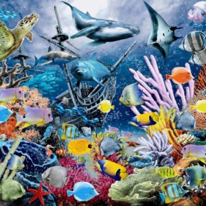 Brain Tree - Colorful Marine 1000 Piece Puzzles for for Adults And Kids 12+ Unique Puzzles for Adults And Kids 1000 Pieces with Droplet Technology for Anti Glare & Soft Touch - 27.5”Lx19.5”W