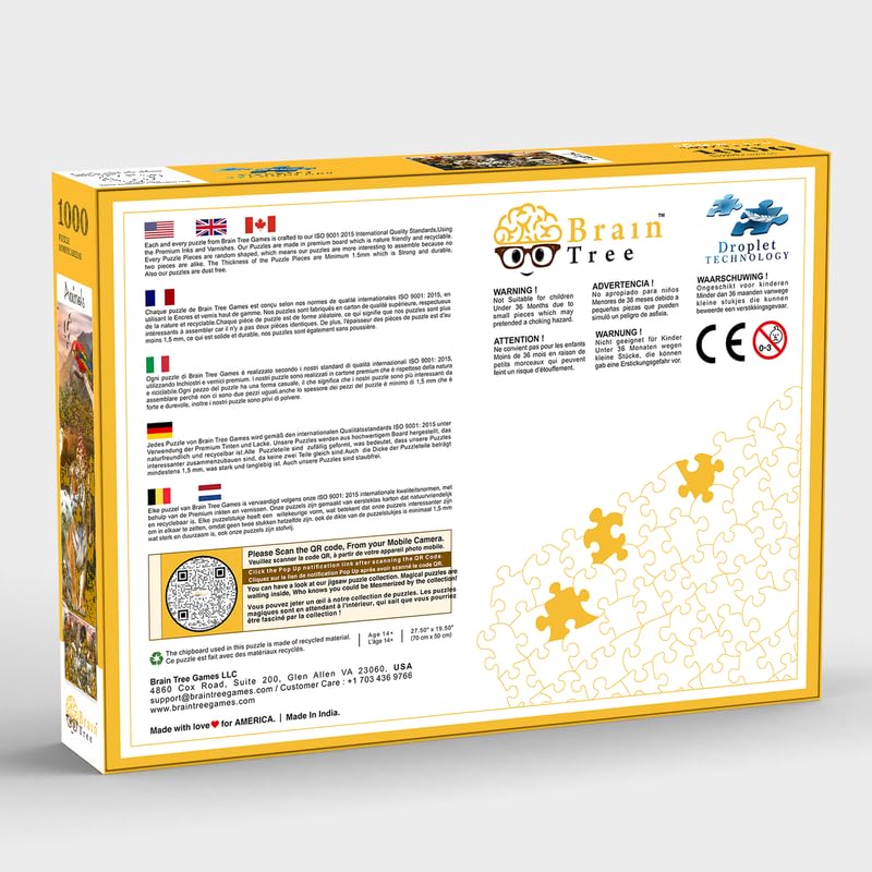 BRAIN TREE, Animals Puzzles for for Adults&Kids 12+ Unique Puzzles for Adults&Kids 1000 Pieces with with 4 Puzzle Sorting Trays&Droplet Technology for Anti Glare & Soft Touch, 27.5Lx19.5 W - Image 8