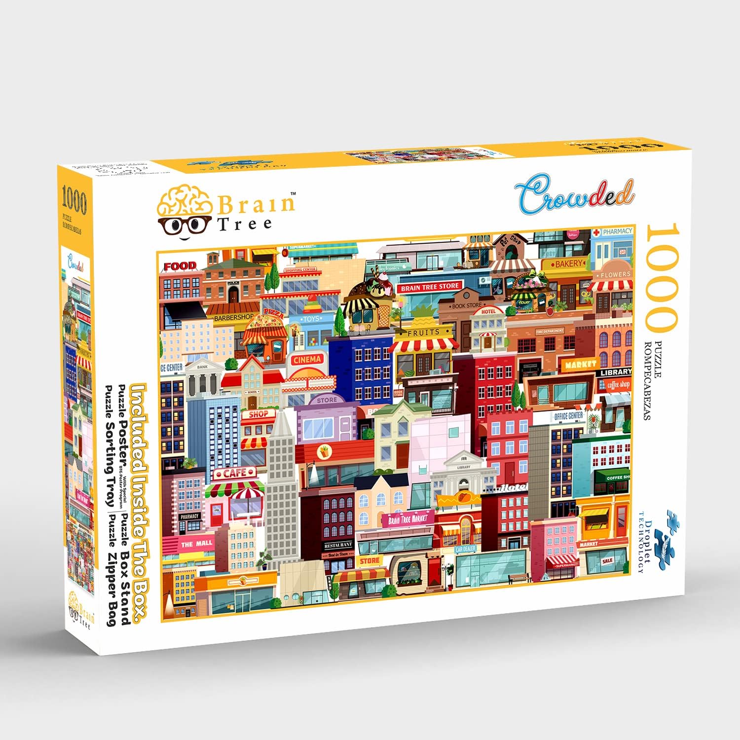 BRAIN TREE, Crowded 1000 Piece Puzzles for for Adults&Kids 12+ Unique Puzzles for Adults&Kids with with 4 Puzzle Sorting Trays&Droplet Technology for Anti Glare & Soft Touch, 27.5Lx19.5 W - Image 2