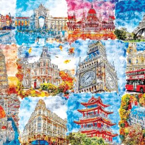 Brain Tree Colourful Wonders 1000 Piece Puzzles for Adults and Kids 12+ Unique Puzzles with 4 Puzzle Sorting Trays and Droplet Technology for Anti Glare & Soft Touch - 27.5Lx19.5W