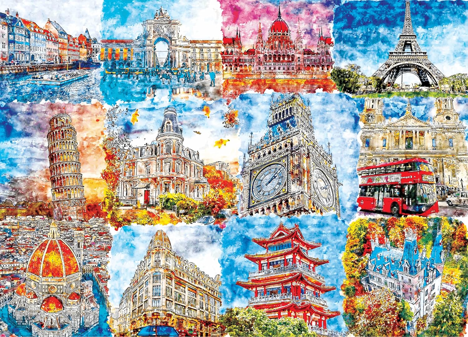 Brain Tree Colourful Wonders 1000 Piece Puzzles for Adults and Kids 12+ Unique Puzzles with 4 Puzzle Sorting Trays and Droplet Technology for Anti Glare & Soft Touch - 27.5Lx19.5W