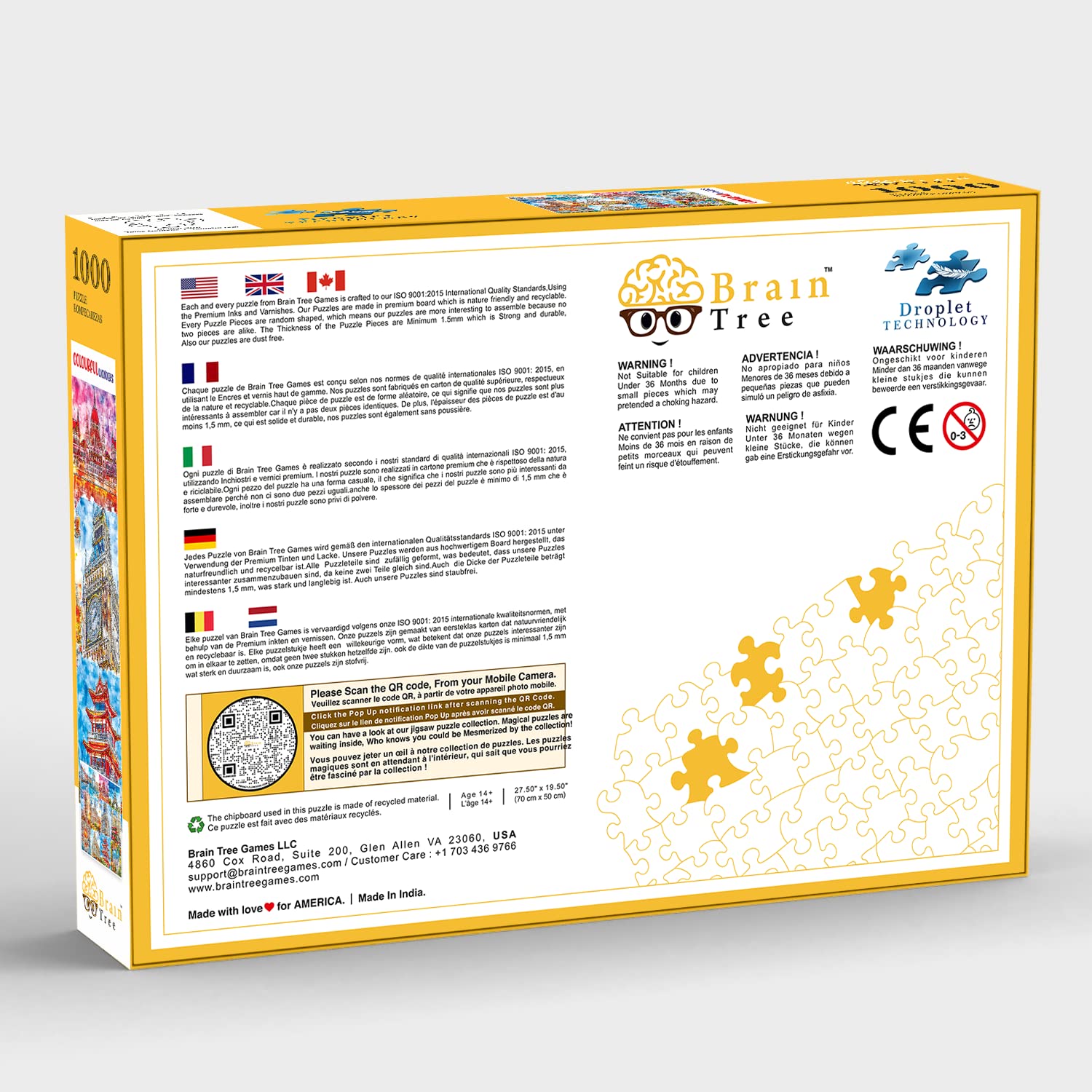 Brain Tree Colourful Wonders 1000 Piece Puzzles for Adults and Kids 12+ Unique Puzzles with 4 Puzzle Sorting Trays and Droplet Technology for Anti Glare & Soft Touch - 27.5Lx19.5W - Image 7