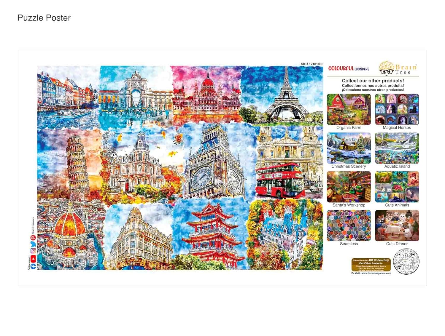 Brain Tree Colourful Wonders 1000 Piece Puzzles for Adults and Kids 12+ Unique Puzzles with 4 Puzzle Sorting Trays and Droplet Technology for Anti Glare & Soft Touch - 27.5Lx19.5W - Image 8