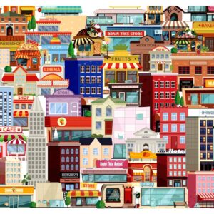 BRAIN TREE, Crowded 1000 Piece Puzzles for for Adults&Kids 12+ Unique Puzzles for Adults&Kids with with 4 Puzzle Sorting Trays&Droplet Technology for Anti Glare & Soft Touch, 27.5Lx19.5 W