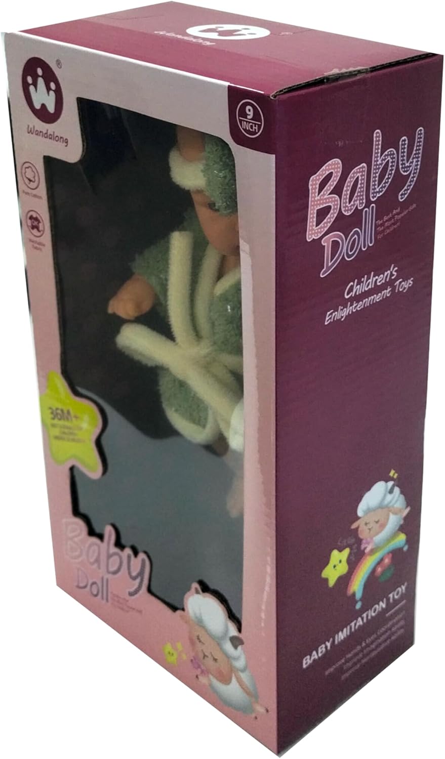 Fashion Baby Doll with Robe, 9-inch Standard Size, Ages 3 Years and Up, Green and White - Image 3