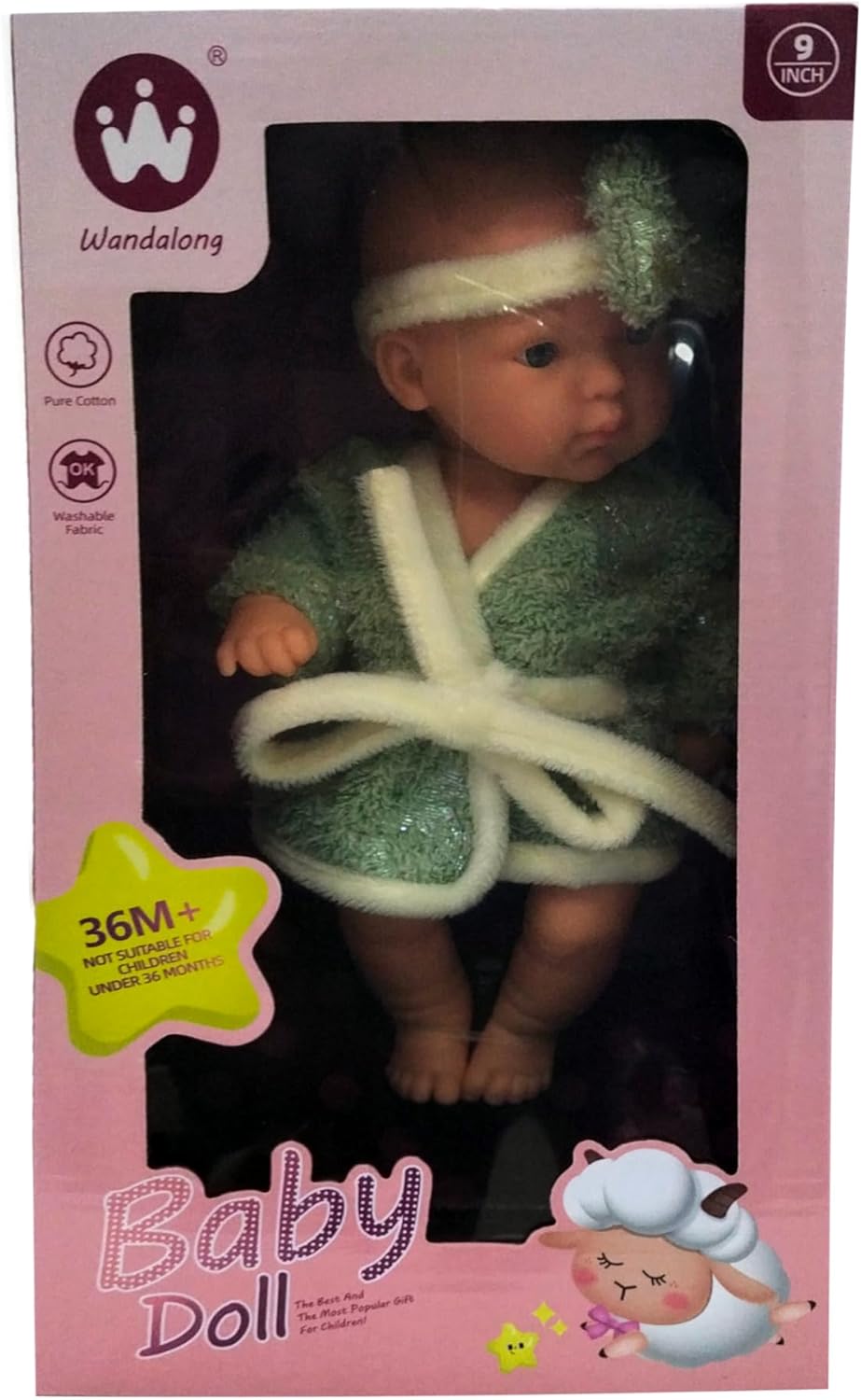 Fashion Baby Doll with Robe, 9-inch Standard Size, Ages 3 Years and Up, Green and White
