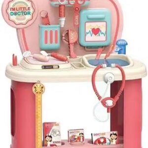Kids Doctor Play Set, Medical Role Play Table, 62.5 cm, Pink and Blue, Ages 3+