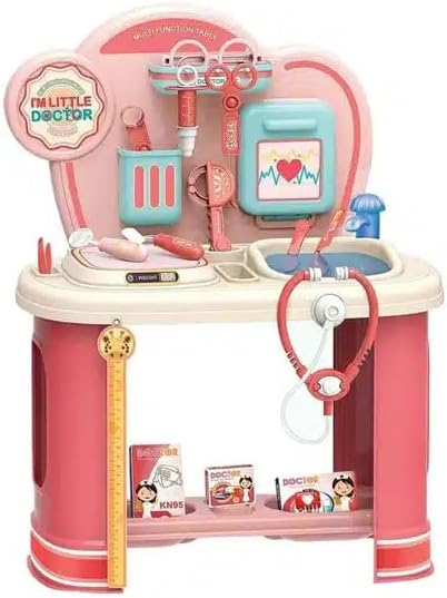 Kids Doctor Play Set, Medical Role Play Table, 62.5 cm, Pink and Blue, Ages 3+