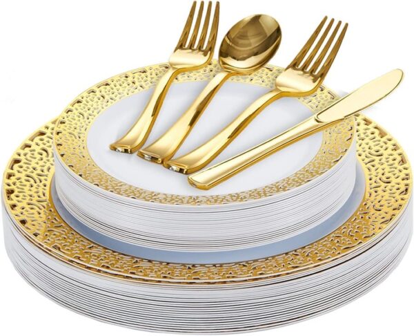 Tableware Set  plastic - Gold - Image 2