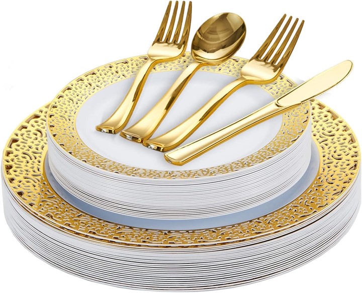 Tableware Set  plastic - Gold - Image 2