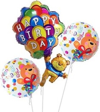 Foil Balloon- Birthday Teddy (Pack of 5) - Image 3