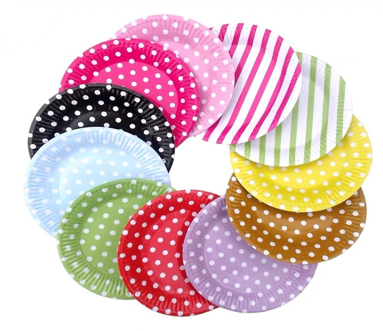 Disposable Plates – Polka Dots/Stripes Design (Pack of 8)