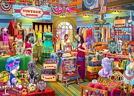 Brain Tree - Fancy Vintage - Pearl Series - 1000 Piece Puzzles Adults and Kids 12+ Unique Puzzles for Adults and Kids 1000 Pieces and Droplet Technology for Anti Glare & Soft Touch