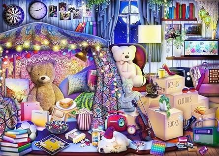 Brain Tree - Teddy's Room - Pearl Series - 1000 Piece Puzzles for for Adults and Kids 12+ Unique Puzzles for Adults and Kids 1000 Pieces and Droplet Technology for Anti Glare & Soft Touch