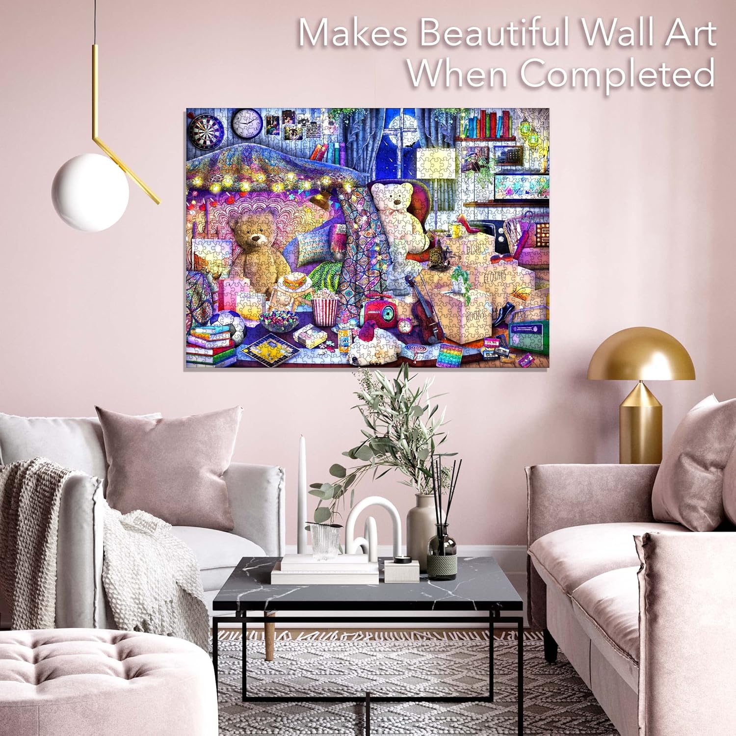 Brain Tree - Teddy's Room - Pearl Series - 1000 Piece Puzzles for for Adults and Kids 12+ Unique Puzzles for Adults and Kids 1000 Pieces and Droplet Technology for Anti Glare & Soft Touch - Image 3