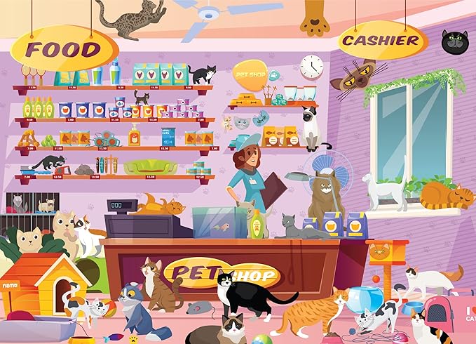 Brain Tree - Pet shop 500 Piece Puzzles for for Adults and Kids 12+ Unique Puzzles for Adults and Kids 500 Pieces with Droplet Technology for Anti Glare & Soft Touch -19.5”Lx14.5”W