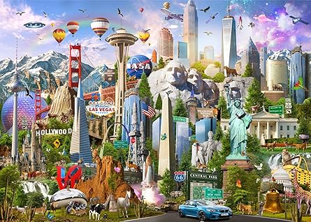 Brain Tree - American Pride - Pearl Series - 1000 Piece Puzzles for for Adults and Kids 12+ Unique Puzzles for Adults and Kids 1000 Pieces and Droplet Technology for Anti Glare & Soft Touch