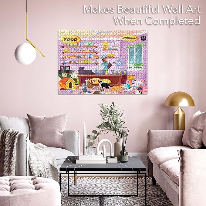 Brain Tree - Pet shop 500 Piece Puzzles for for Adults and Kids 12+ Unique Puzzles for Adults and Kids 500 Pieces with Droplet Technology for Anti Glare & Soft Touch -19.5”Lx14.5”W - Image 3