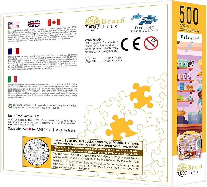 Brain Tree - Pet shop 500 Piece Puzzles for for Adults and Kids 12+ Unique Puzzles for Adults and Kids 500 Pieces with Droplet Technology for Anti Glare & Soft Touch -19.5”Lx14.5”W - Image 5