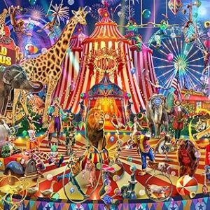 Brain Tree - Wild Circus - Pearl Series - 1000 Piece Puzzles for for Adults and Kids 12+ Unique Puzzles for Adults and Kids 1000 Pieces and Droplet Technology for Anti Glare & Soft Touch