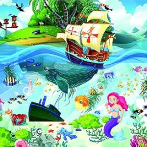 BRAIN TREE, Mermaid Island 500 Piece Puzzles for for Adults Kids 12+ Unique Puzzles for Adults Kids 500 Pieces with Droplet Technology for Anti Glare & Soft Touch -19.5Lx14.5 W