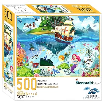 BRAIN TREE, Mermaid Island 500 Piece Puzzles for for Adults Kids 12+ Unique Puzzles for Adults Kids 500 Pieces with Droplet Technology for Anti Glare & Soft Touch -19.5Lx14.5 W - Image 2