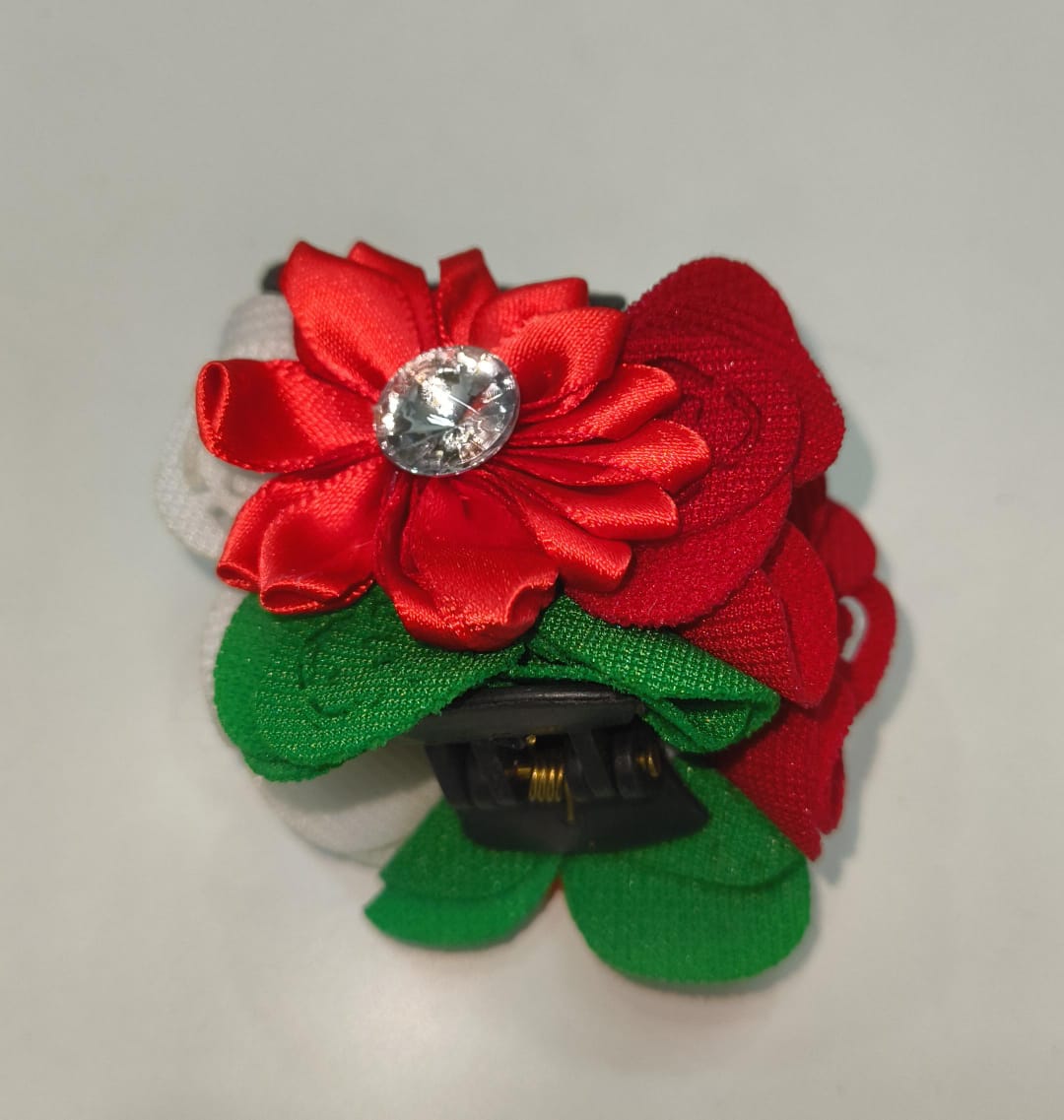 FLAG FLORAL  HAIR CLIP CLAW W/DIAMON SMALL (Pack of 6)