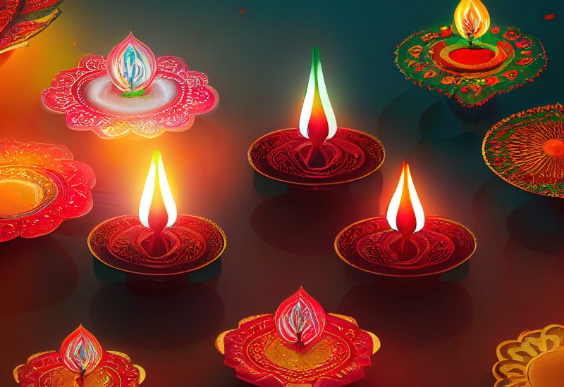 Diwali day festival, Diwali lanterns background with candles and blurred lights Festivals & Holiday Parties