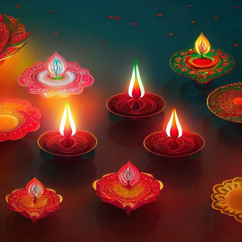 Diwali day festival, Diwali lanterns background with candles and blurred lights Festivals & Holiday Parties